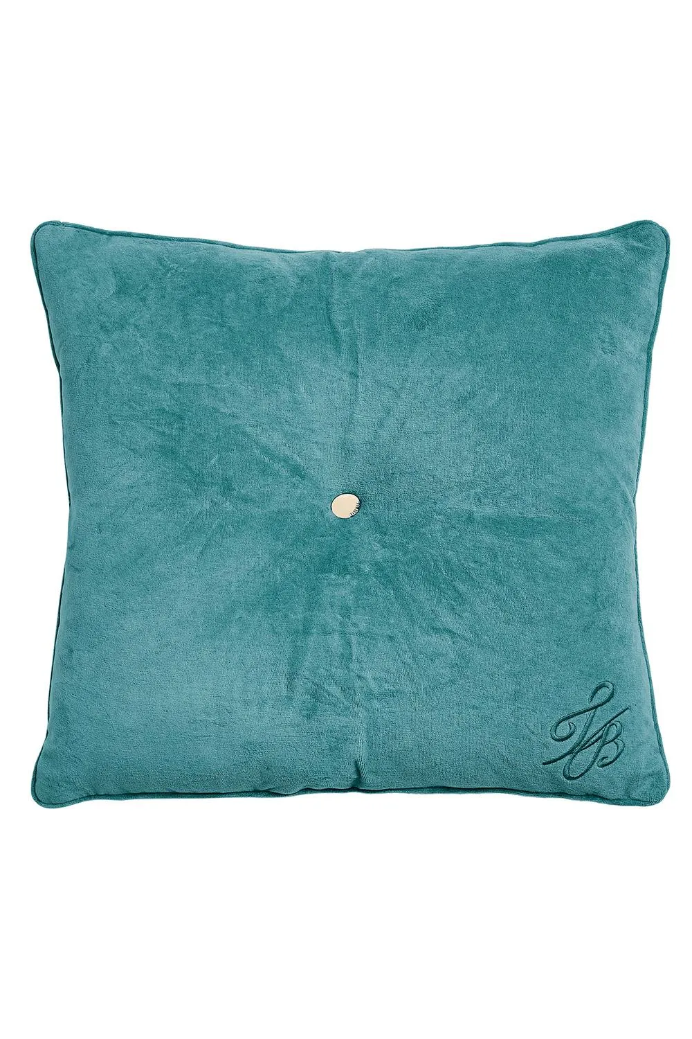 Ted Baker 'TB Branded Button' Cotton Velvet Cushion in Blue