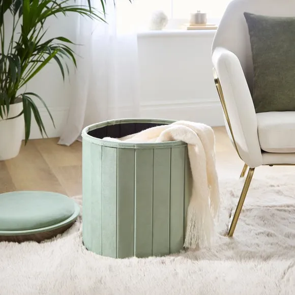 Round Ottoman with Tray, Velvet 1