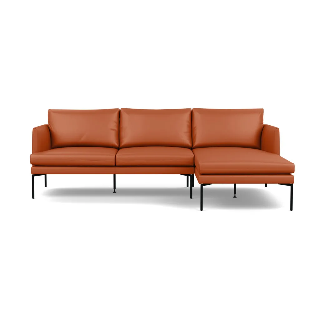 Heal's Matera Corner Chaise Sofa RHF Leather Hide Tobacco 7179 Black Feet