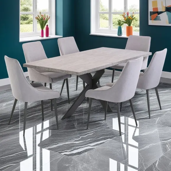 Rimini 6-8 Seater Rectangular Extendable Dining Table, Light Grey