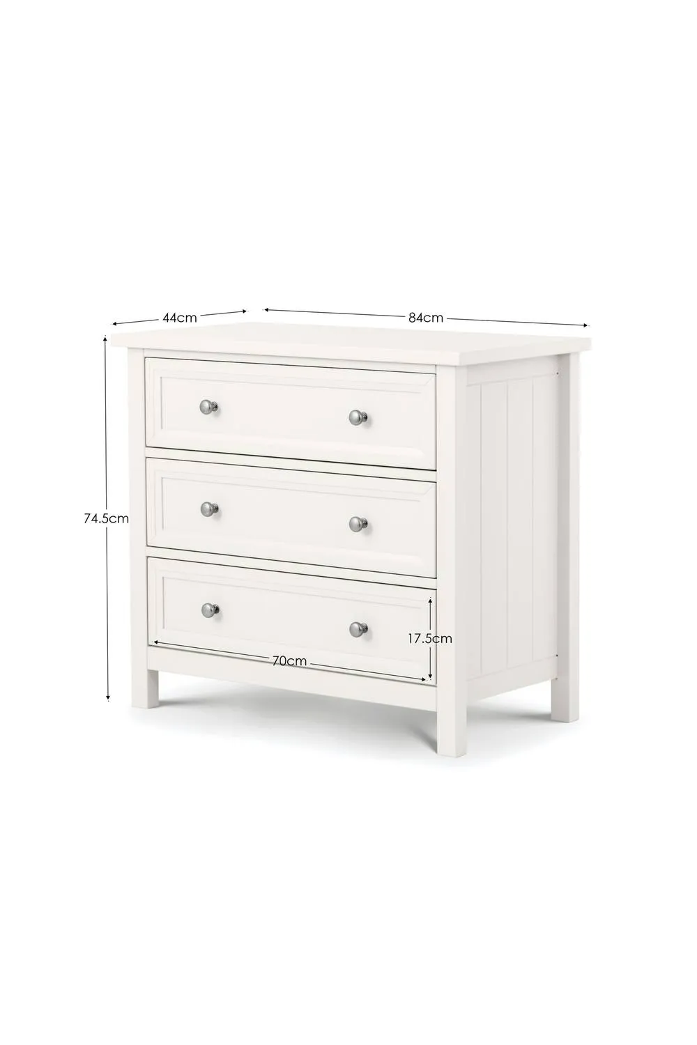 Julian Bowen Maine 3 Drawer Wide Chest in White 5