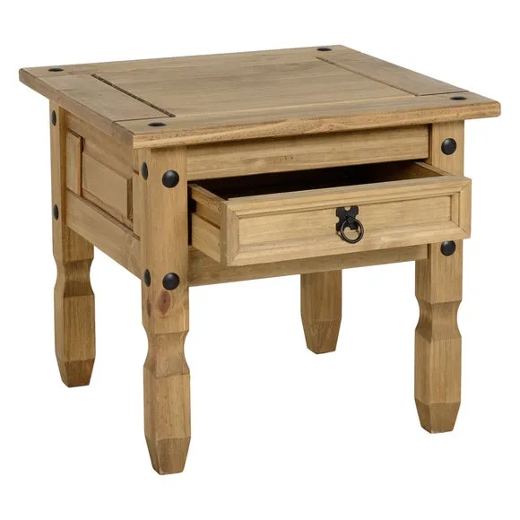 Corona 1 Drawer Lamp Table, Pine 4