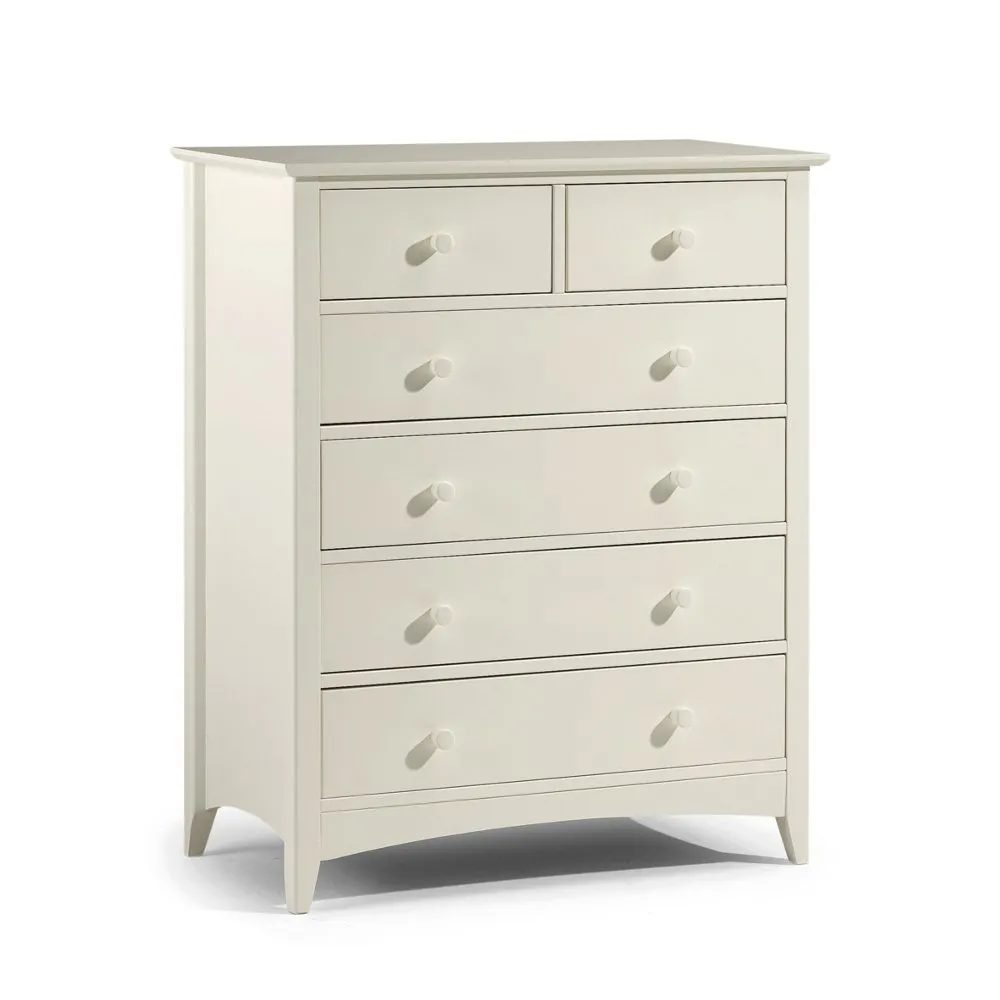 Cameo - 4+2 Drawer Chest - Stone White - Wooden - Happy Beds