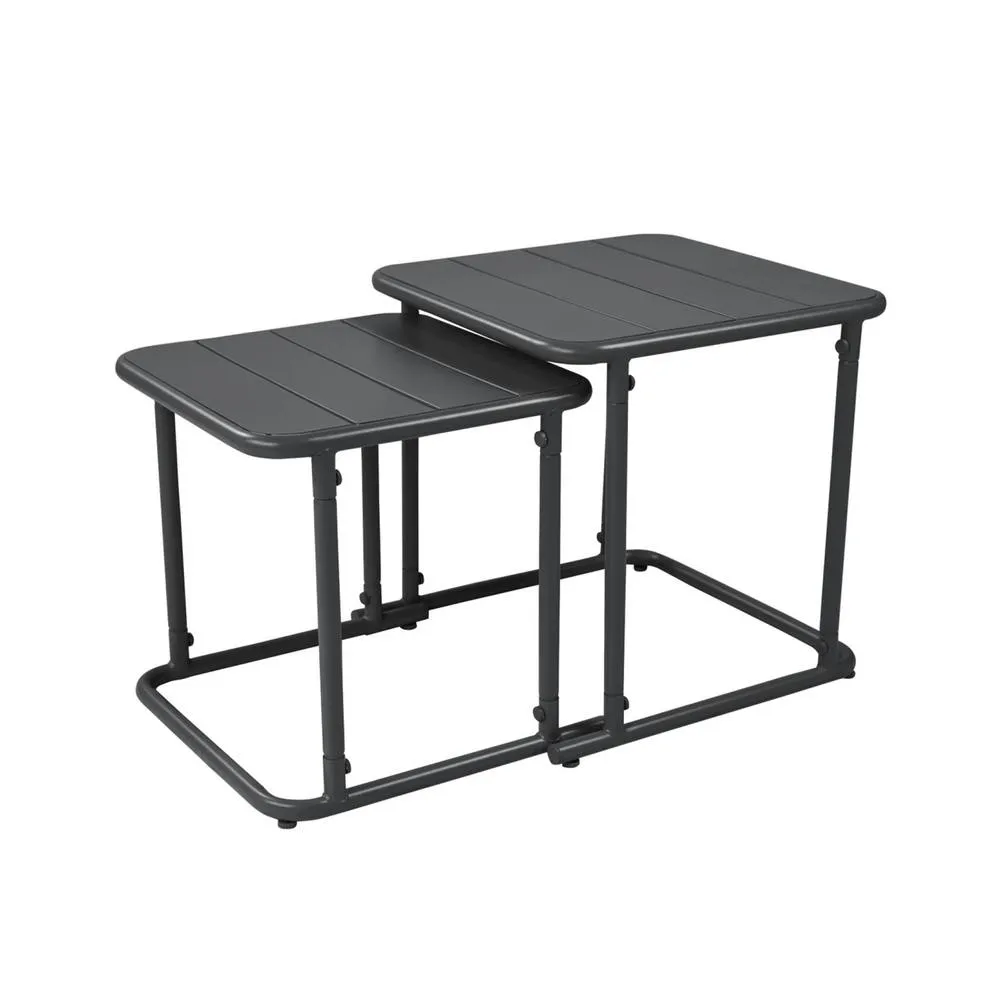 sweeek Square outdoor nesting table in steel in Dark Grey 2