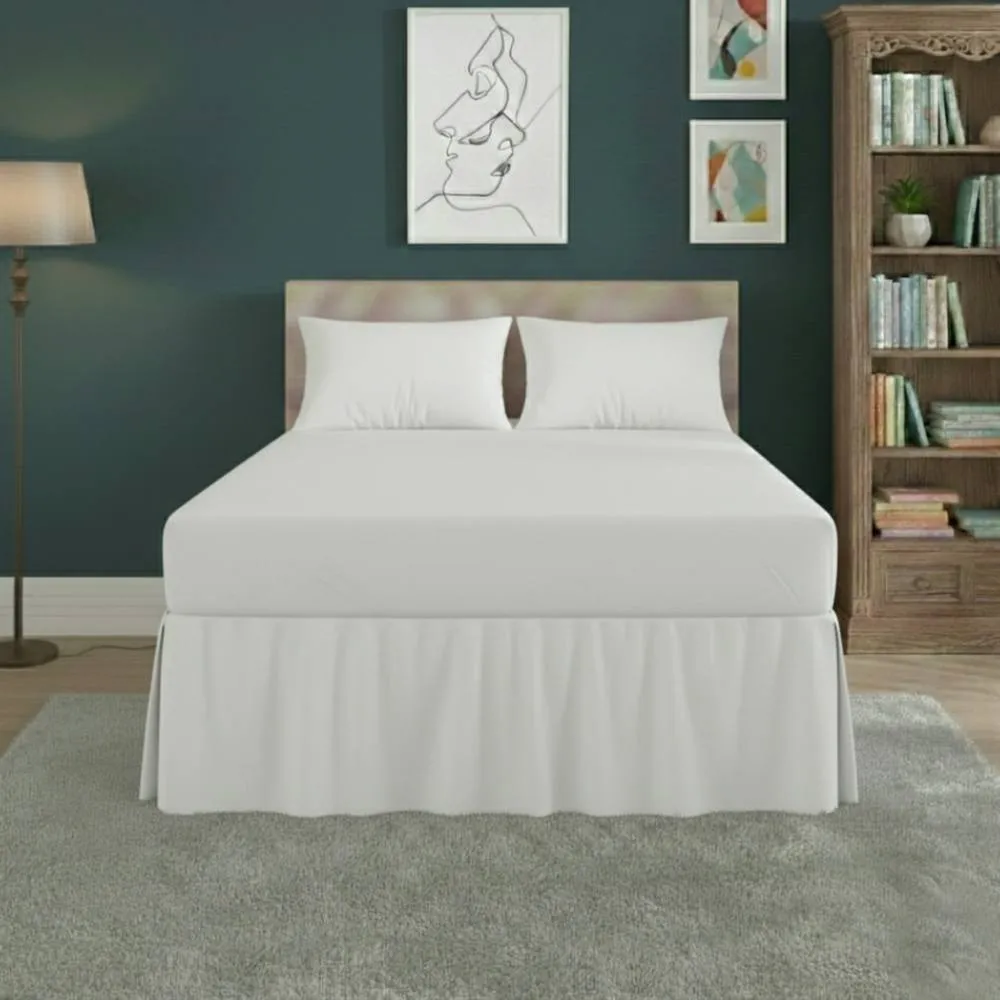 Snug City Fitted Valance Bed Sheet Polycotton Mattress Cover & Frill Easy Care in White