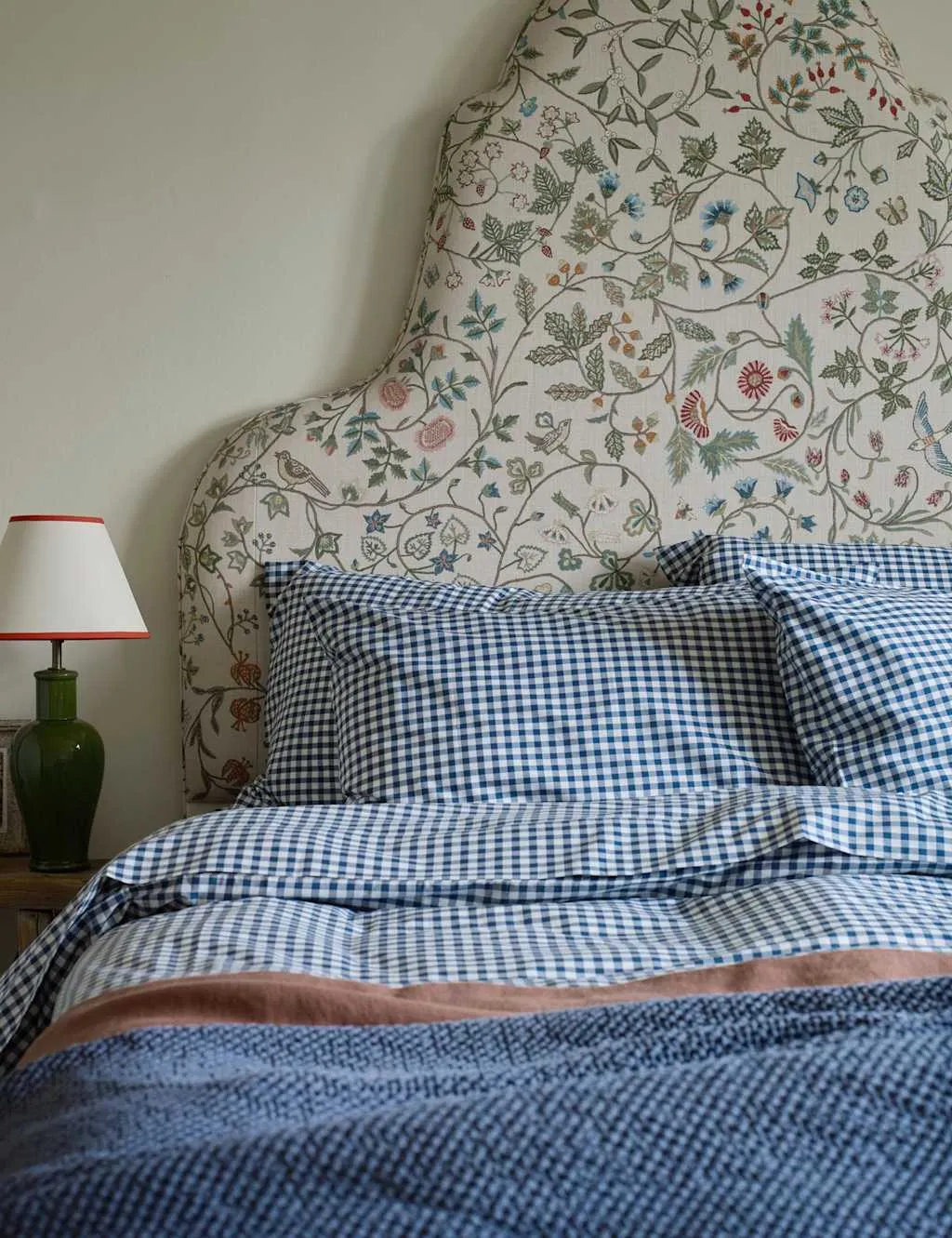 Piglet In Bed Pure Cotton Small Gingham Check Fitted Sheet Blue Mix