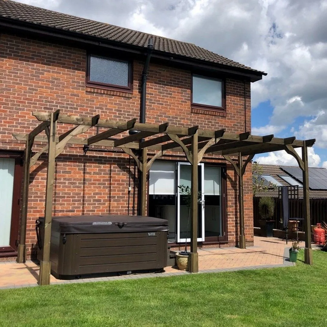 Rutland County Garden Furniture Ltd Premium Pergola 6 Posts - Wood - L360 x W600 x H270 cm - Light Green in Brown 3