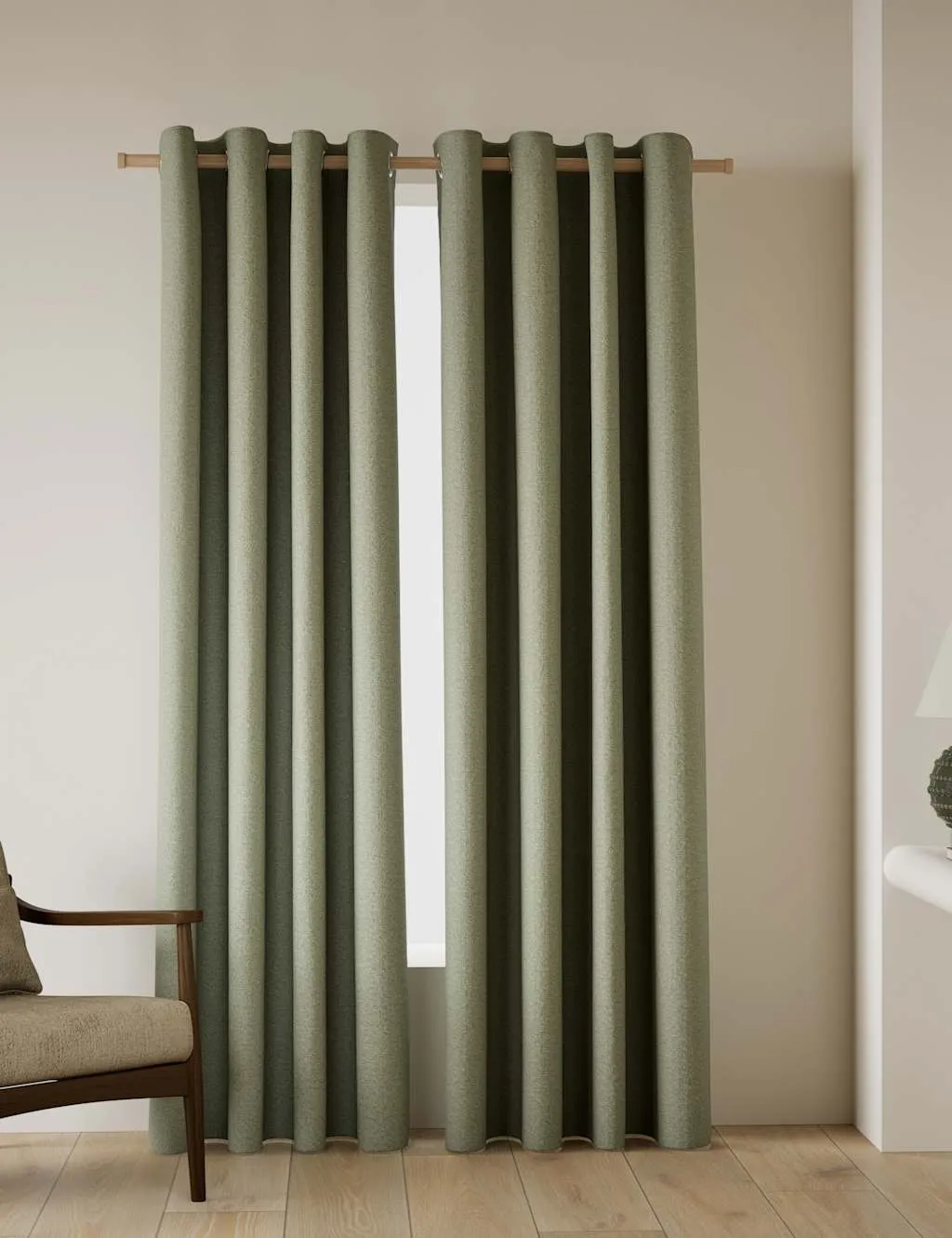 M&S Basketweave Eyelet Curtains Green