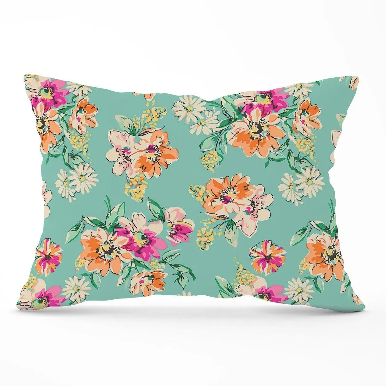 Warren Reed - Designer Bright Flower Sketch Cushions in Green