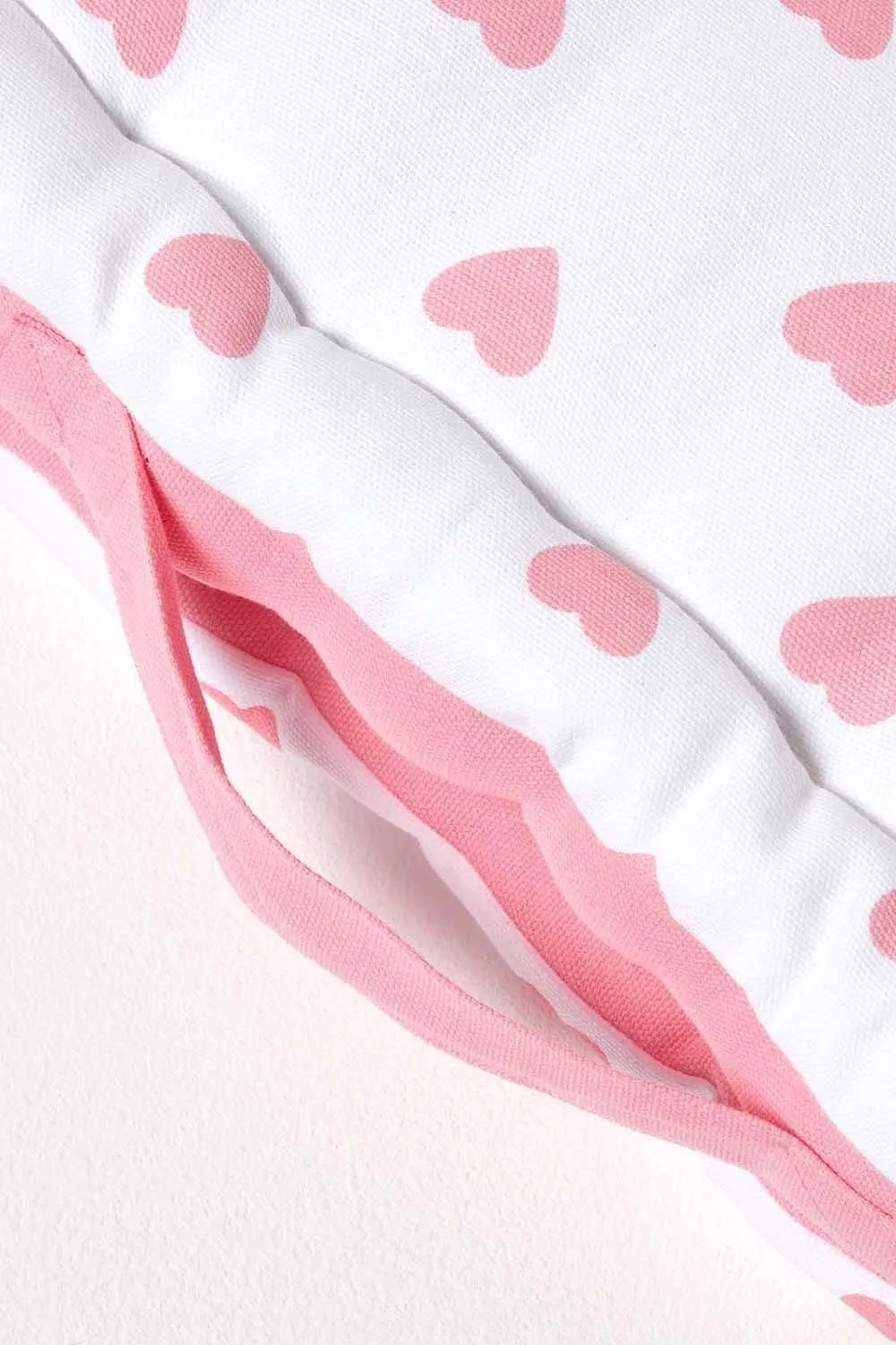 Homescapes Cotton Hearts Floor Cushion in Pink 4