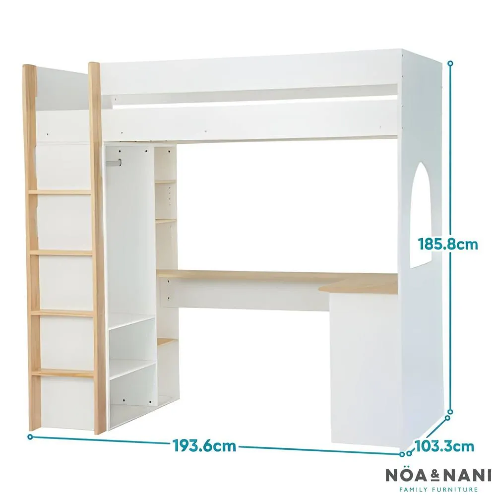 Nöa and Nani Noa & Nani Norah High Sleeper Bed with Desk & Storage in White 5