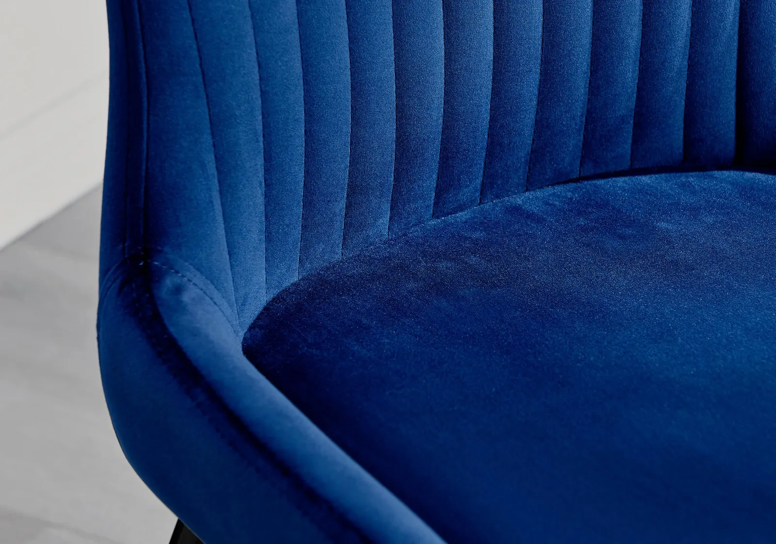FurnitureboxUK Set of 2 Nora Deep Padded Luxurious Dining Chairs Upholstered In Soft Velvet With Black Legs in Blue 6