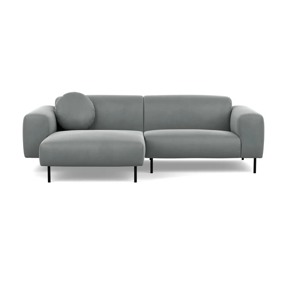 Heal's Luna Left Hand Facing Corner Chaise Sofa Marylebone Velvet Smoke Black