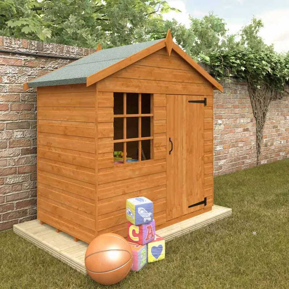 Buttercup Farm 3 x 5 Feet Den 12mm Shed - Solid Wood/Softwood/Pine in Burnt Orange 4