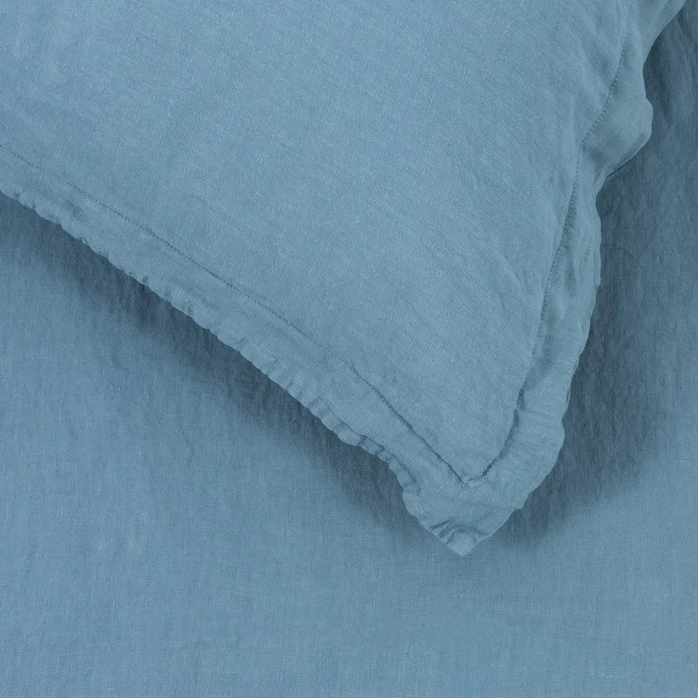Heal's Washed Linen Dusky Blue Oxford Pillowcase 2