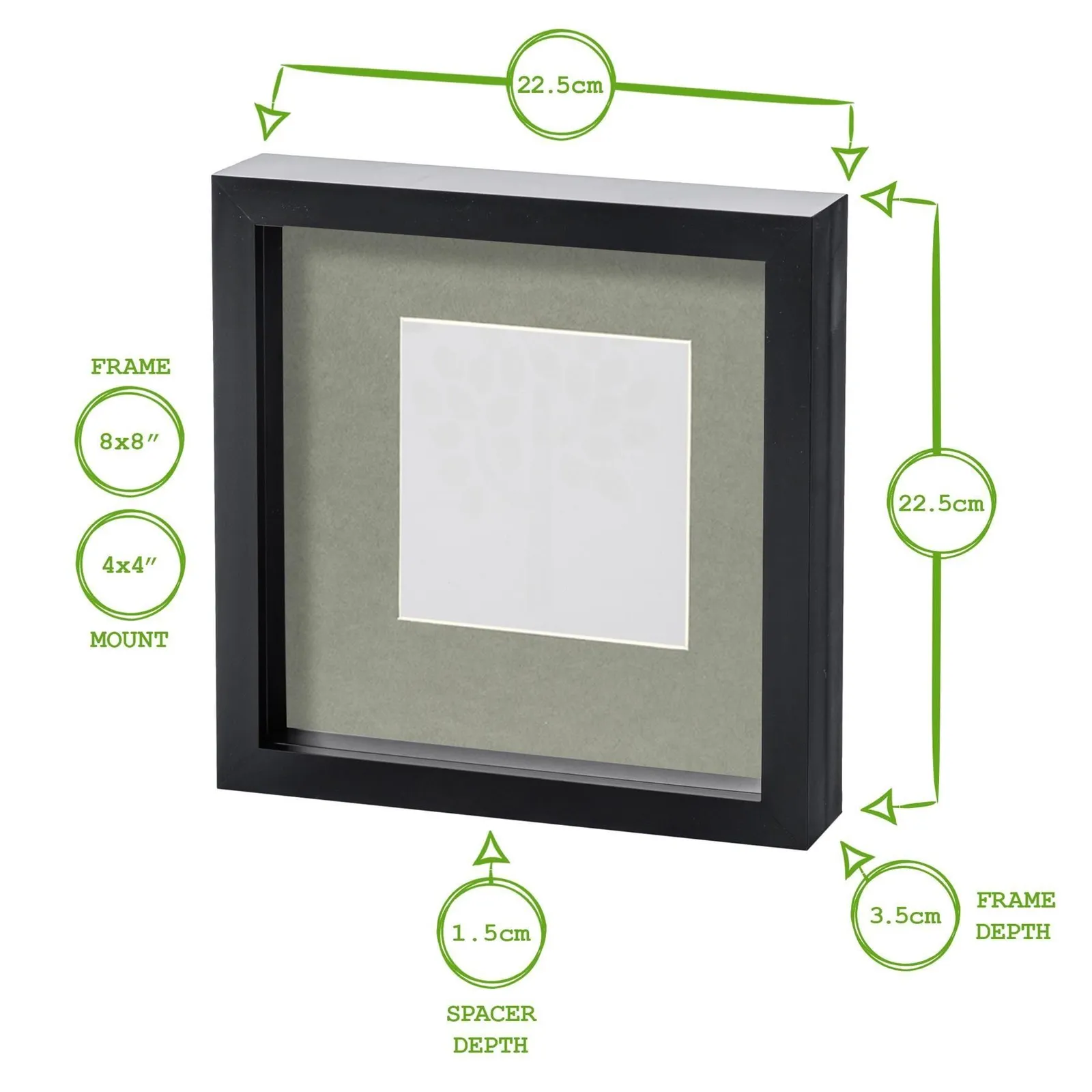 Nicola Spring 8" x 8" White 3D Box Photo Frame - 4" x 4" Mount 4