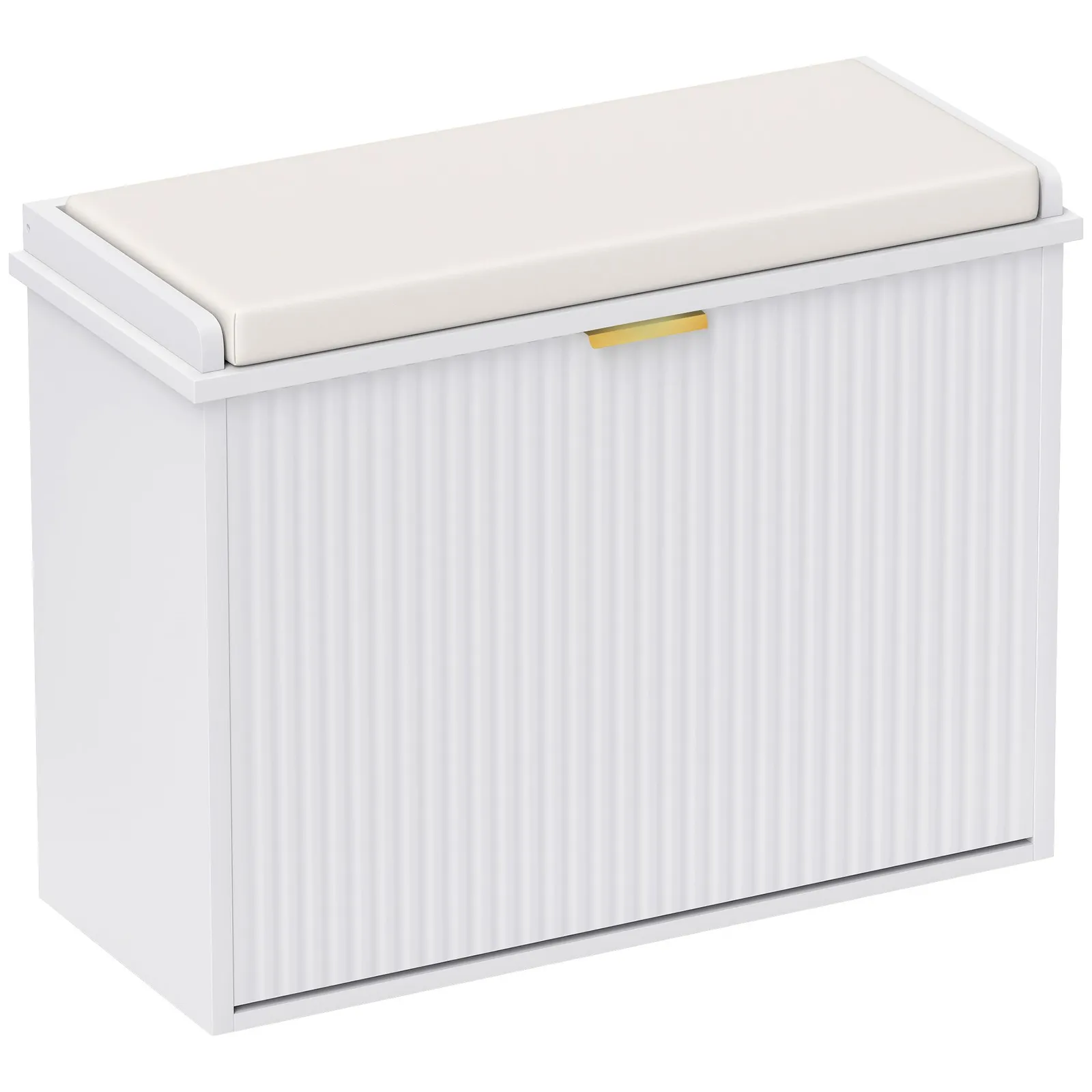 HOMCOM Shoe Storage Bench with Cushion & Flip-Drawer 62x26x47.5cm White 2