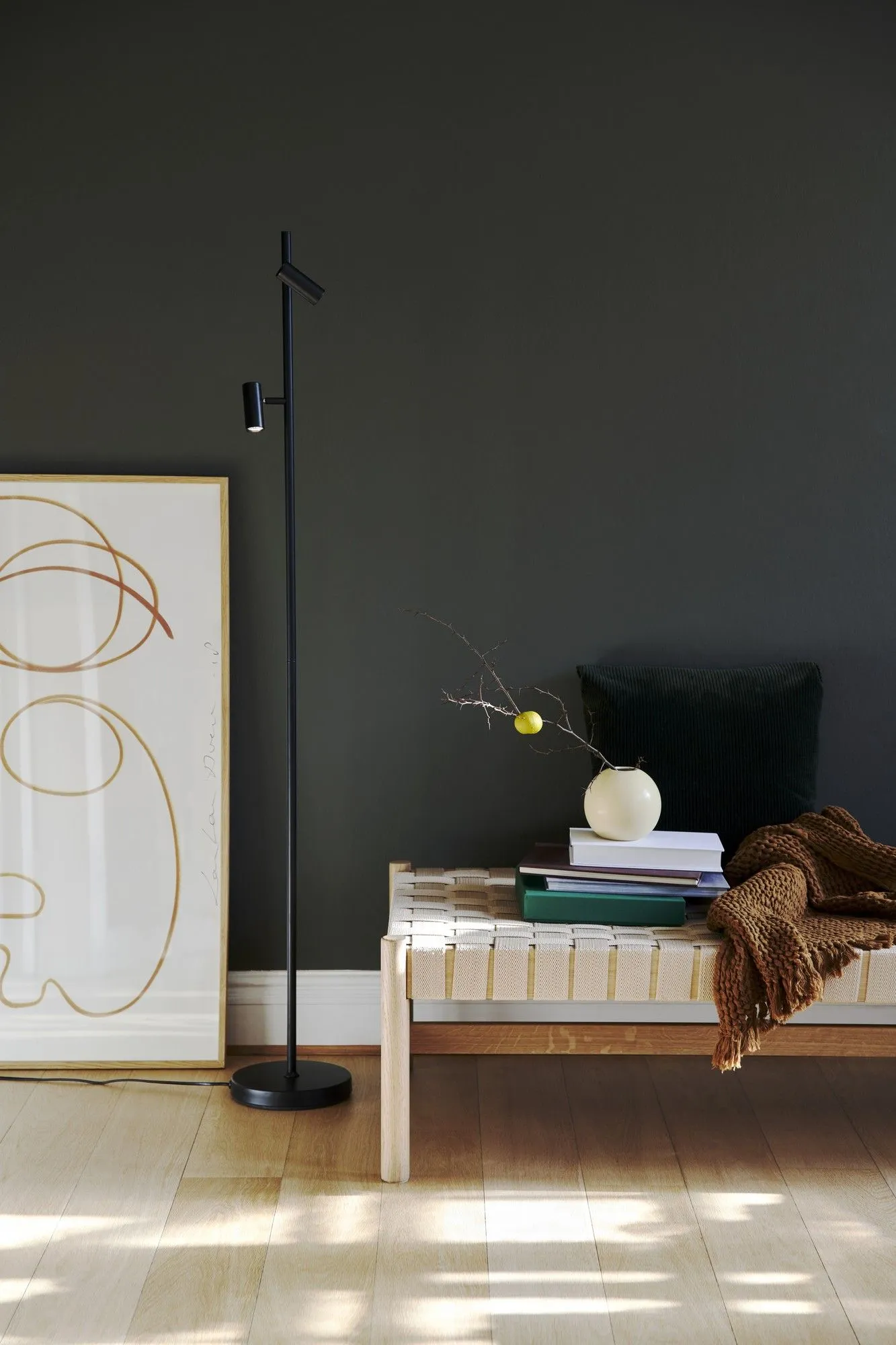 Nordlux Omari Floor Lamp Black Metal Livingroom LED Switch 2700k 4
