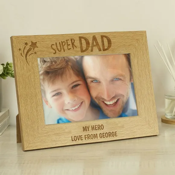 Personalised Super Dad Wooden Photo Frame 4
