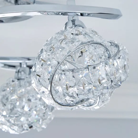 Cecilie 3 Light Crystal Semi Flush Ceiling Light 4