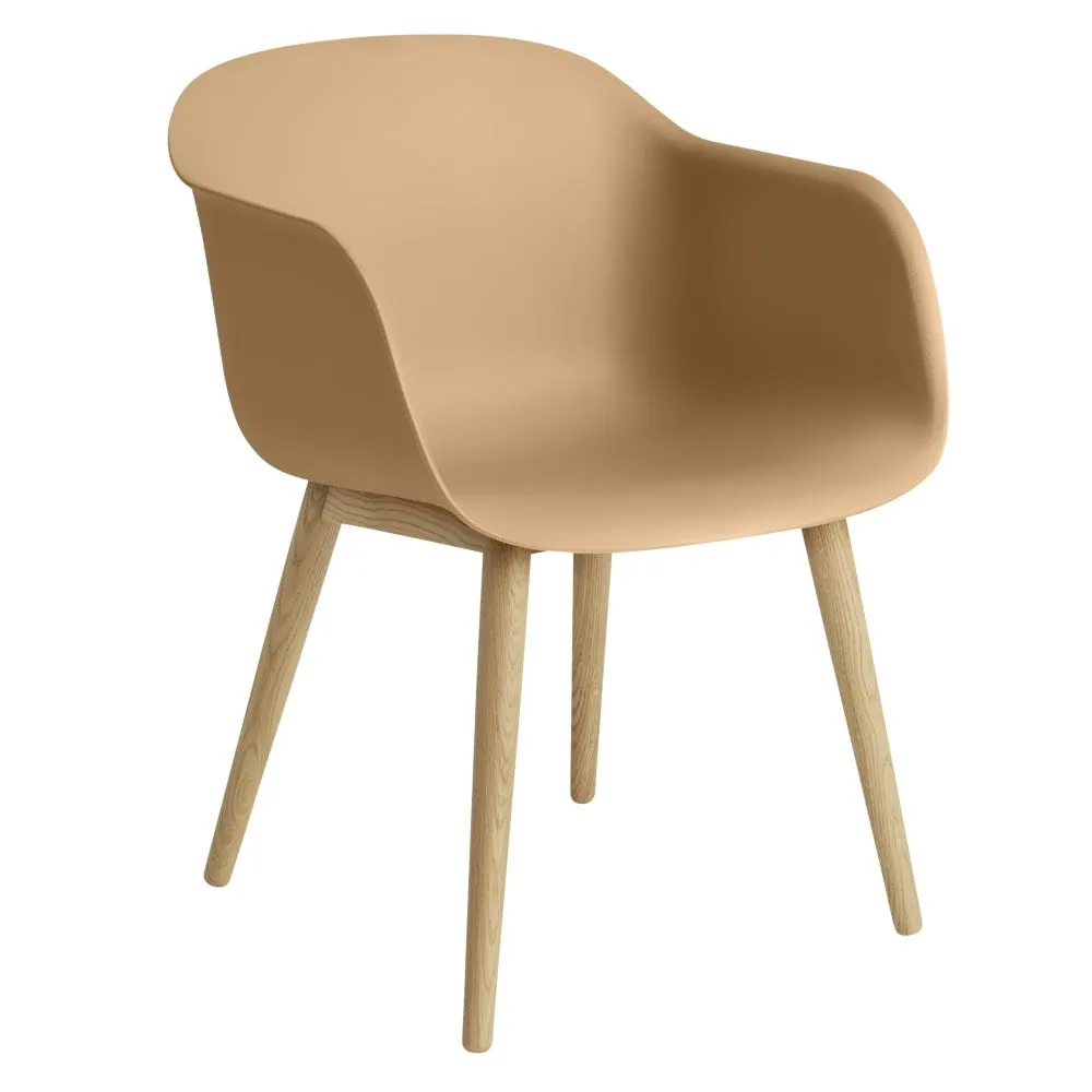 Muuto Fiber Armchair Wood Base Normal Shell Ochre/Oak 3