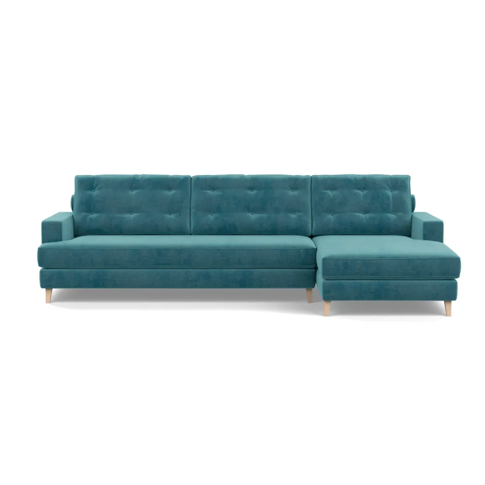 Heal's Mistral Right Hand Facing Corner Sofa Smart Luxe Velvet Airforce Blue
