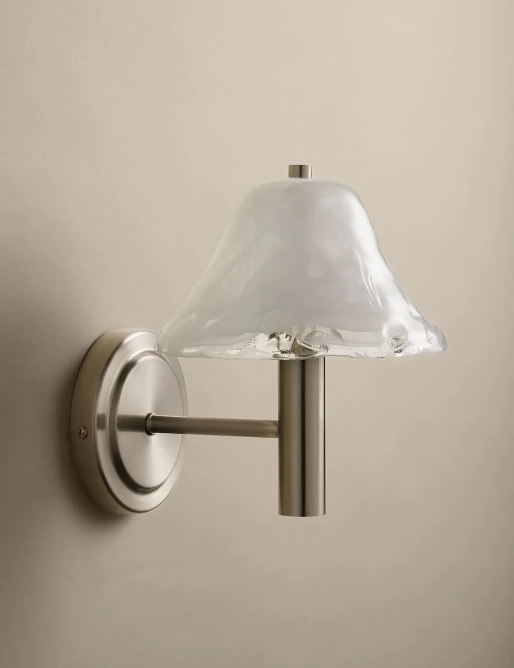 M&S Glass Wavy Wall Light White