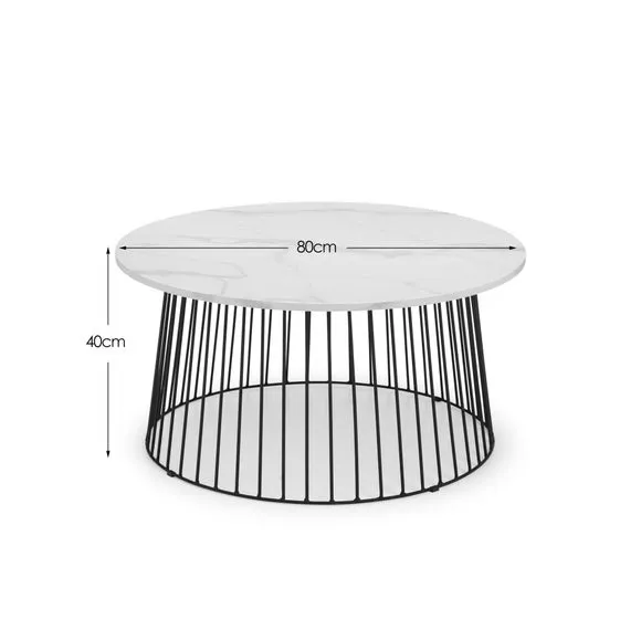 Broadway Round Coffee Table, White Faux Marble 6
