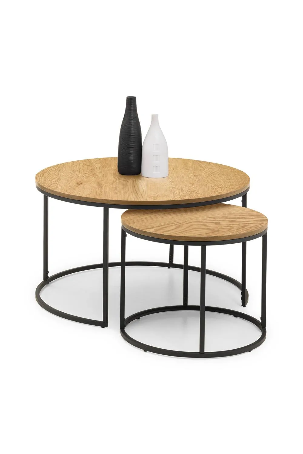 Julian Bowen Bellini Round Nest of 2 Coffee Tables in Light Oak 3