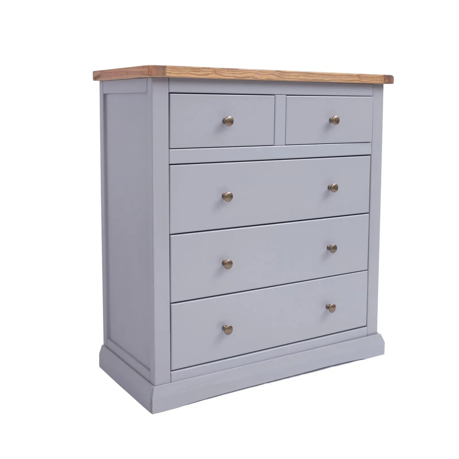 Cabinet Bits Rocca 5 Drawer Chest of Drawers Brass Knob in Grey 2