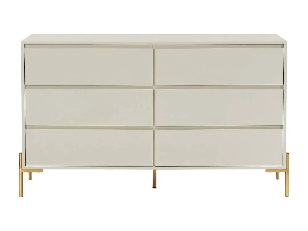 Vente-unique 6-Drawer Chest Of Drawers - MDF & Metal - Beige & Gold - KORASA 2