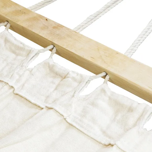 Extra Large Wooden Hammock With Arc Stand Cream Canvas 2