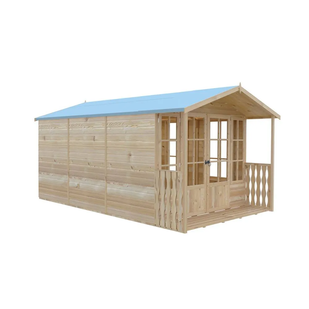 Shires Delmora 8x14 Shiplap Summerhouse with Veranda - L4186xW2456xH2174 mm in Light Brown 3