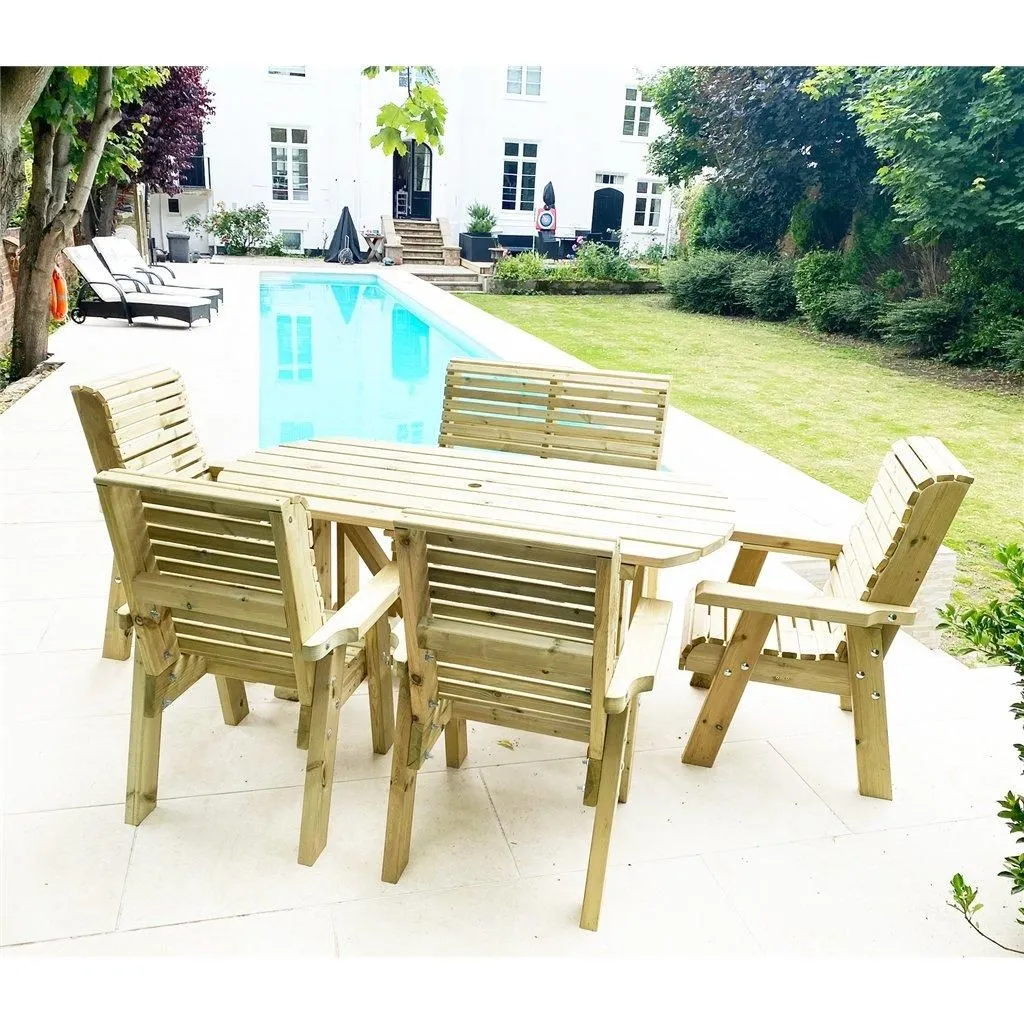 Marlborough Heavy Duty Table & Chair Set (6 Seater) in Natural