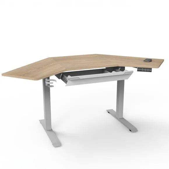 Gino Corner Height Adjustable Desk with Drawer 2