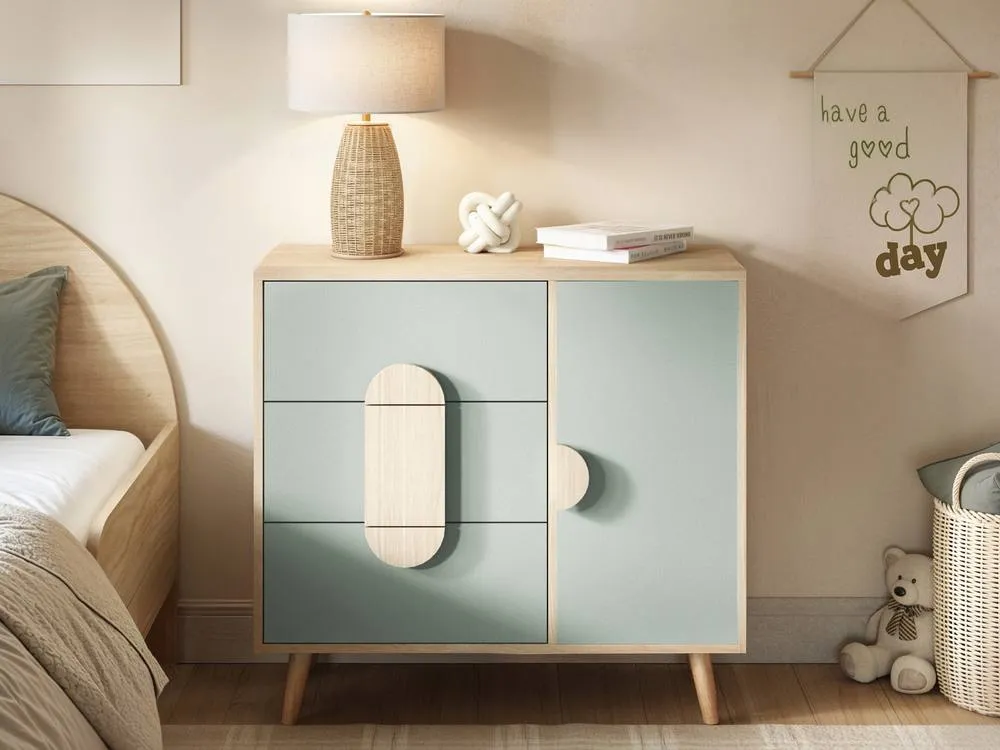 Flair Noah Chest of Drawers Oak in Green 2