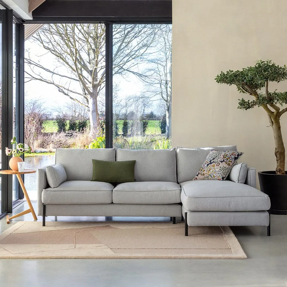 Heal's Tortona Right Hand Facing 4 Seater Corner Chaise Brushed Cotton Pine Black Feet 4