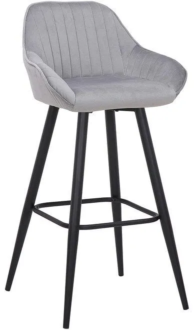 netfurniture Vulune Bar Stool Matt Velvet Seat - Grey