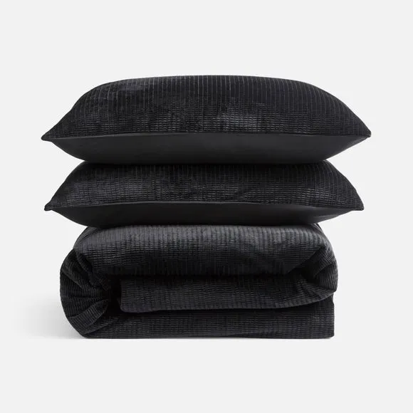 Ruched Velour Duvet Cover and Pillowcase Set 4