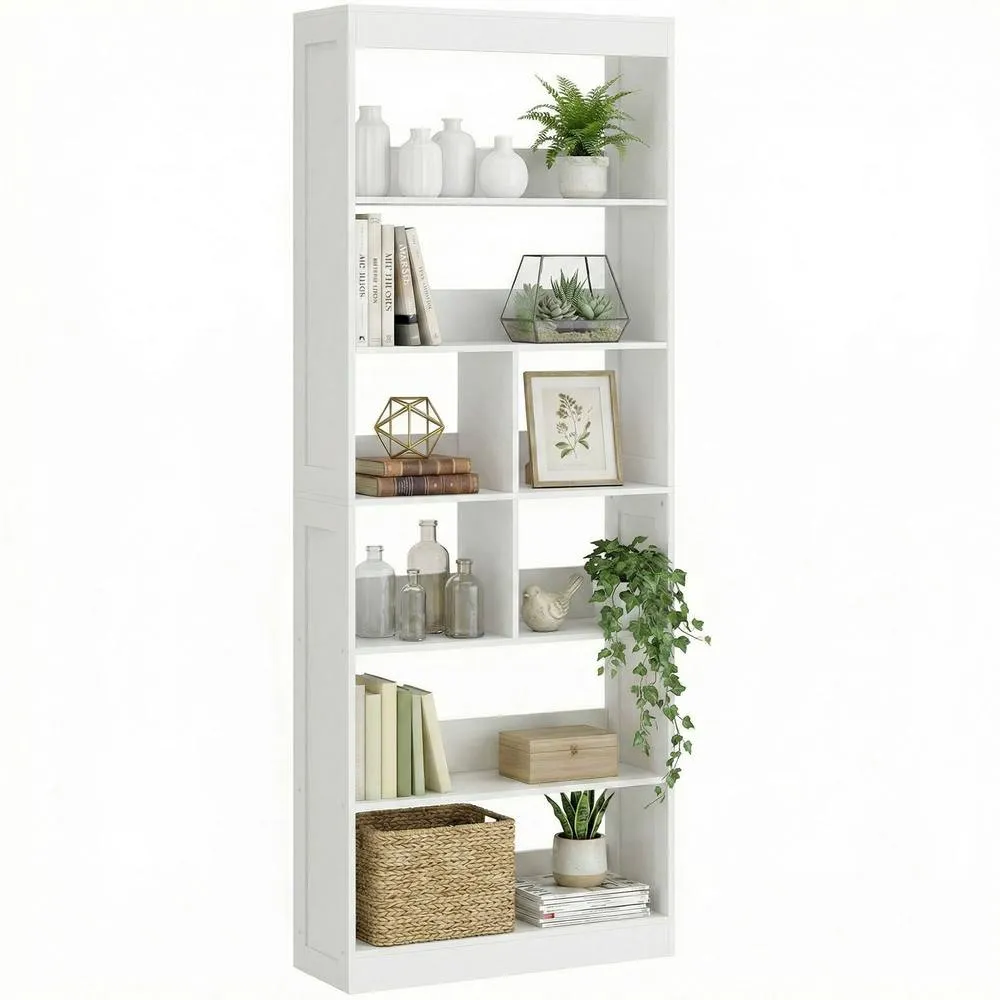 HOMCOM Bookcase, 6-Tier Bookshelf with Anti-Tipping Design, White 2
