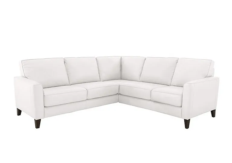 Brondby Large Leather Corner Sofa - BV Star White