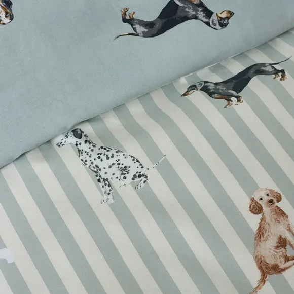 Catherine Lansfield Dog Stripe Polycotton Duvet Cover & Pillowcase Set 3