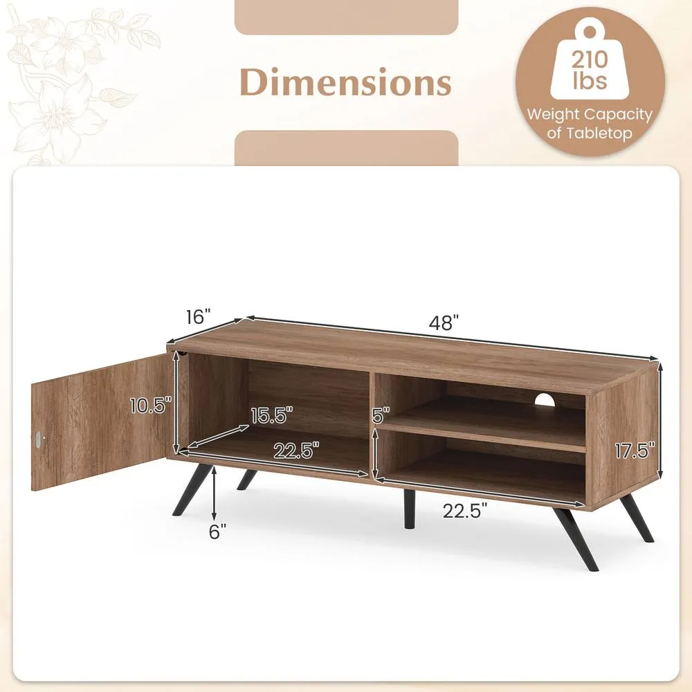 Costway TV Stand for TVs up to 55" Entertainment Center w/ 2 Open Shelves in Brown 2