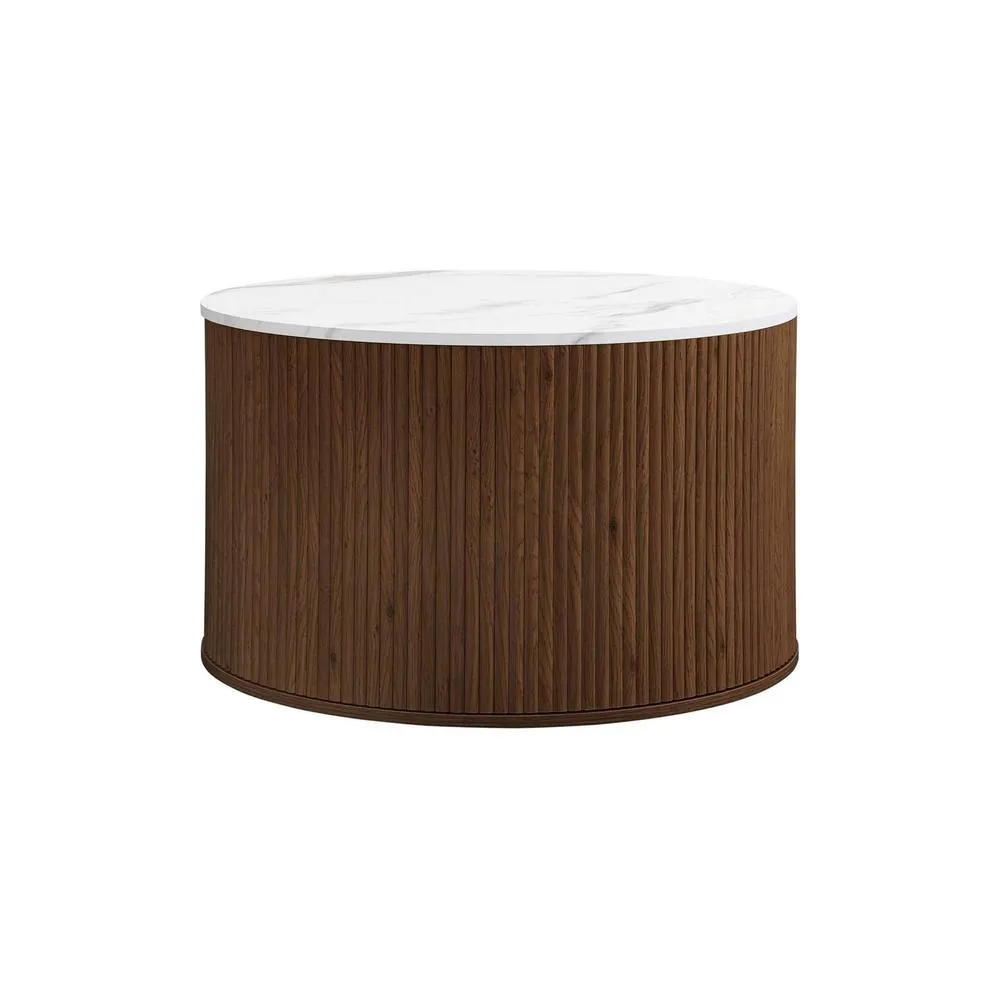 Birlea Kagu Coffee Table Fluted Ribbed Walnut & Marble effect in Brown 6