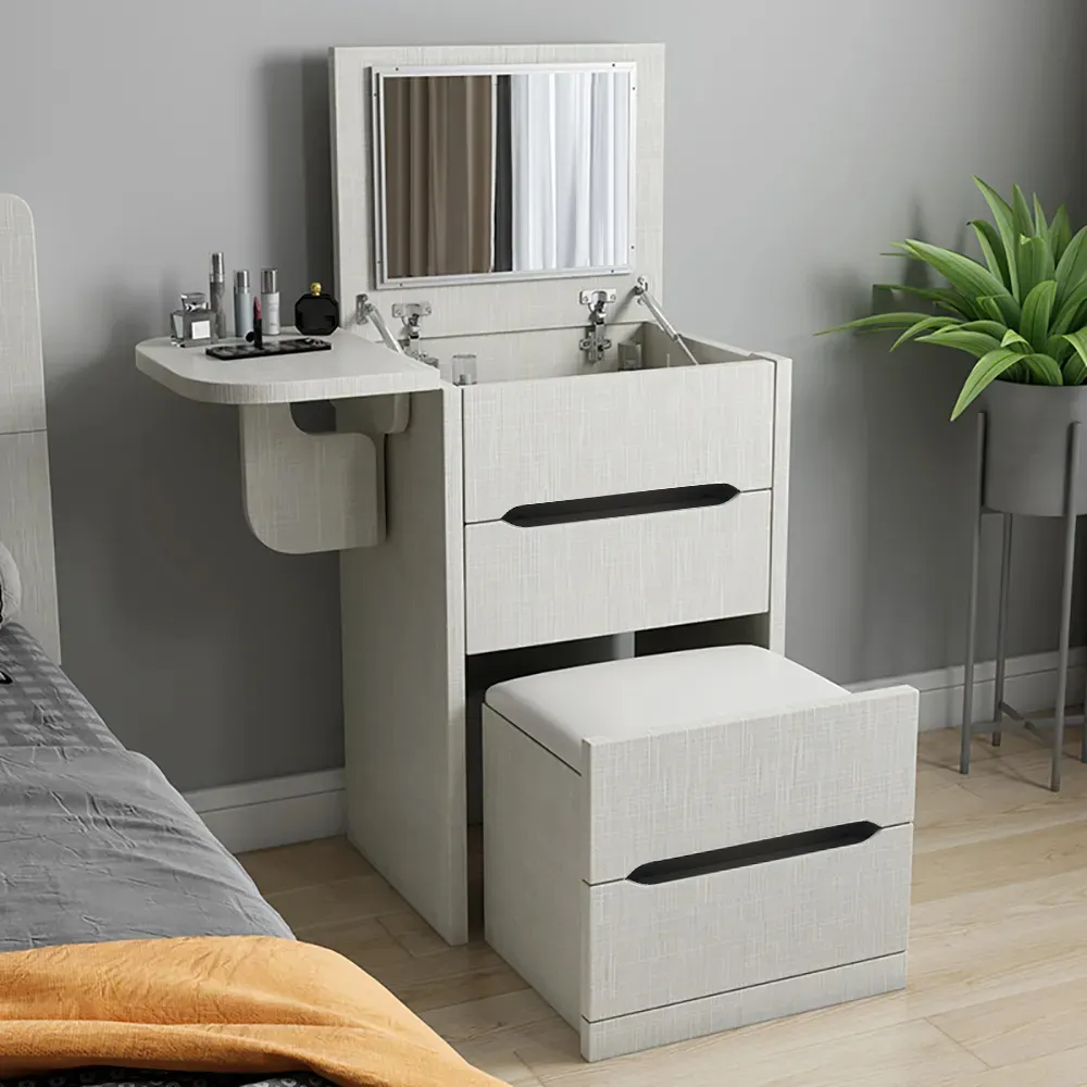 Nordic Flip Top White Dressing Table Mini with Stool & Mirror