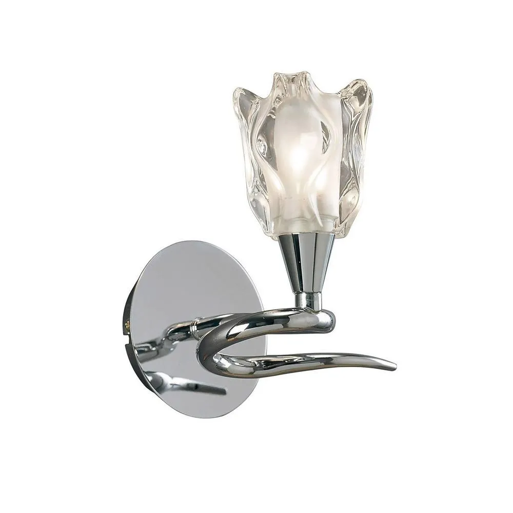 Netlighting Amel Wall Lamp Switched 1 Light L1SGU10 Polished Chrome in Grey
