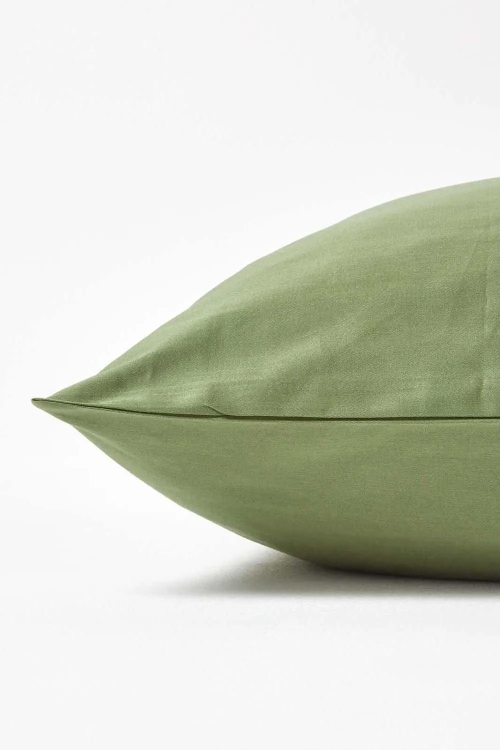 Homescapes Sateen Cotton Housewife Pillowcase 400 TC, King Size in Green 2
