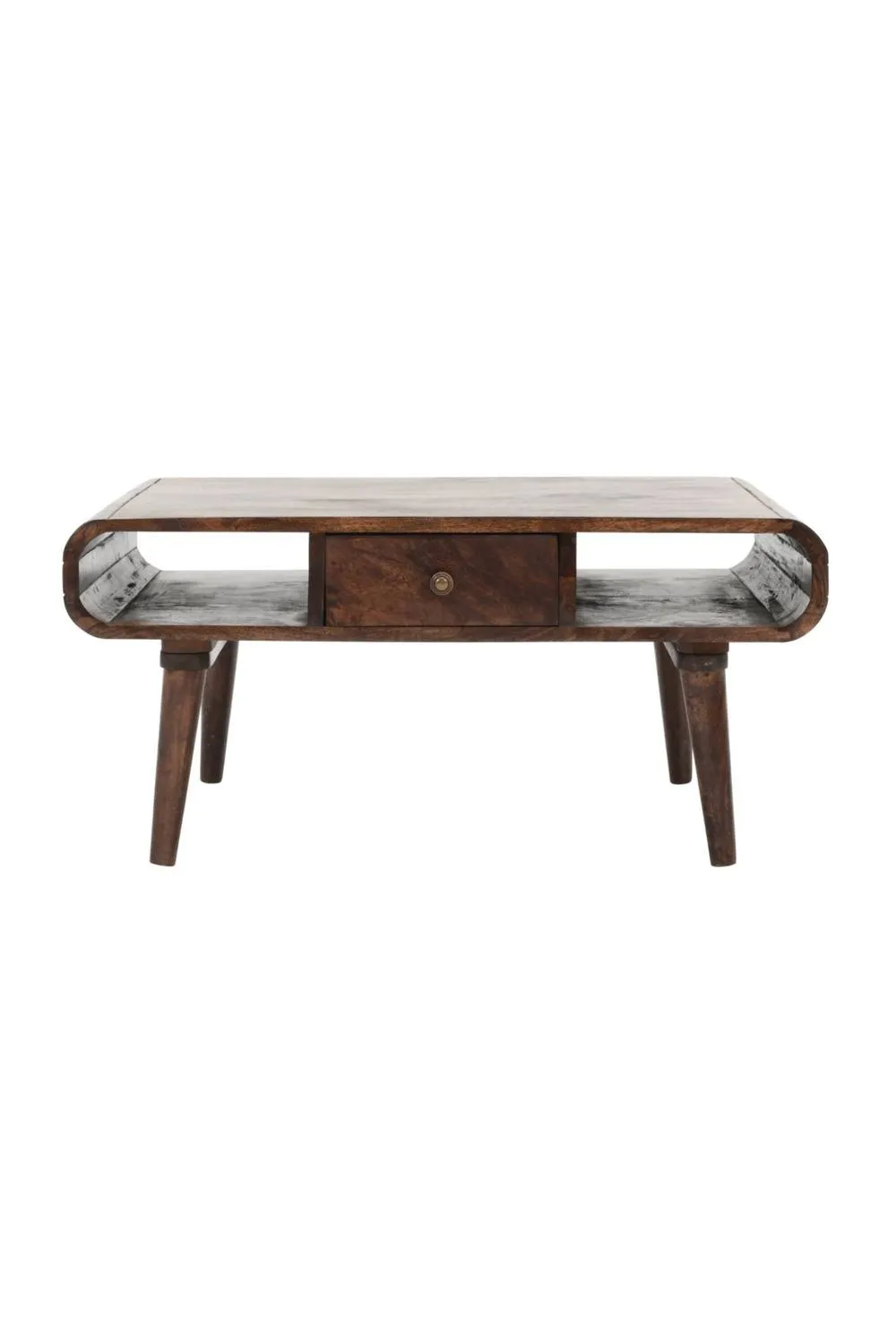 IH Design Rowledge Solid Mango Wood Coffee Table With Drawer in Brown 3
