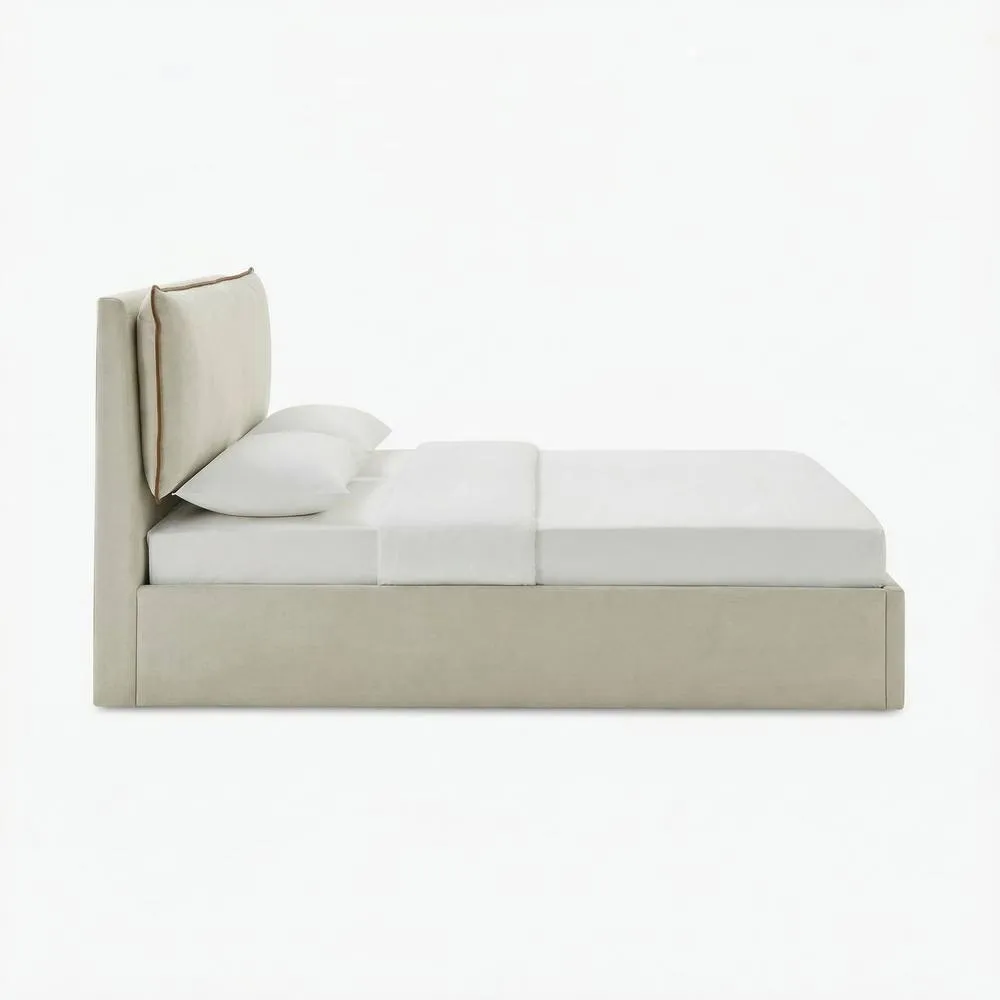 FurnitureboxUK Tilly Cream & Bronze Fabric Ottoman King Size Bed Frame 4