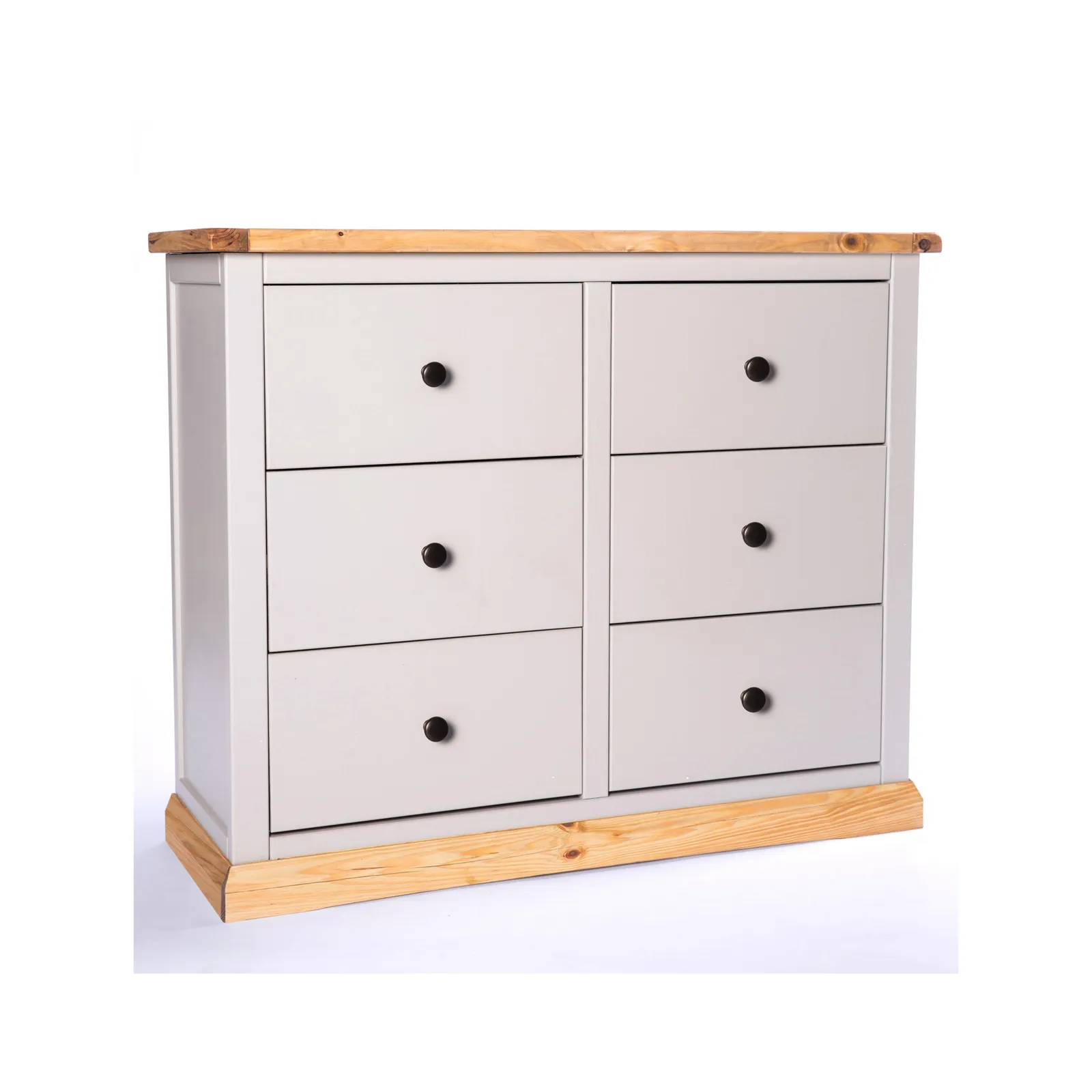 Cabinet Bits Bomporto 6 Drawer Chest of Drawers Brass Knob in Light Grey 2